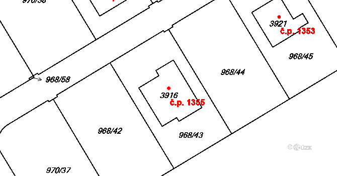 Sušice II 1355, Sušice na parcele st. 3916 v KÚ Sušice nad Otavou, Katastrální mapa