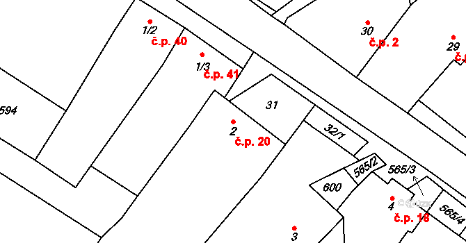 Sirákovice 20, Golčův Jeníkov na parcele st. 2 v KÚ Sirákovice, Katastrální mapa