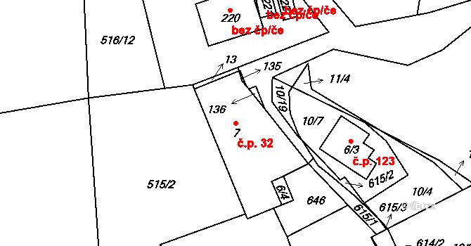 Termesivy 32, Havlíčkův Brod na parcele st. 7 v KÚ Termesivy, Katastrální mapa