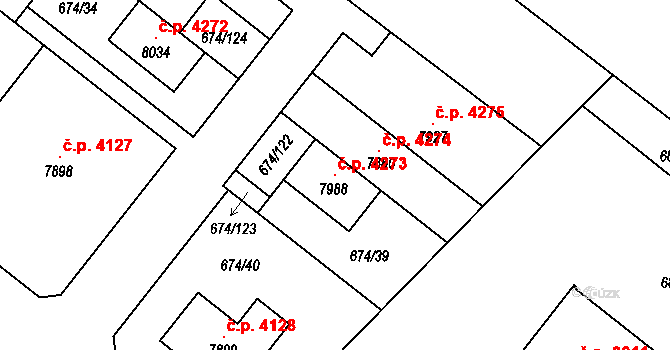 Havlíčkův Brod 4273 na parcele st. 7988 v KÚ Havlíčkův Brod, Katastrální mapa