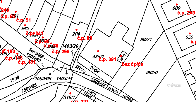 Kvasice 391 na parcele st. 435/1 v KÚ Kvasice, Katastrální mapa