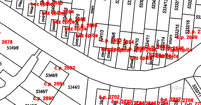 Brno 103295402 na parcele st. 5341/2 v KÚ Žabovřesky, Katastrální mapa