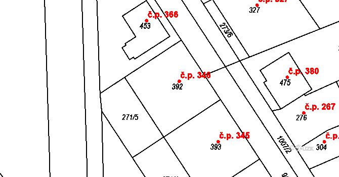 Kokory 346 na parcele st. 392 v KÚ Kokory, Katastrální mapa