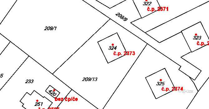Šumperk 2373 na parcele st. 324 v KÚ Dolní Temenice, Katastrální mapa