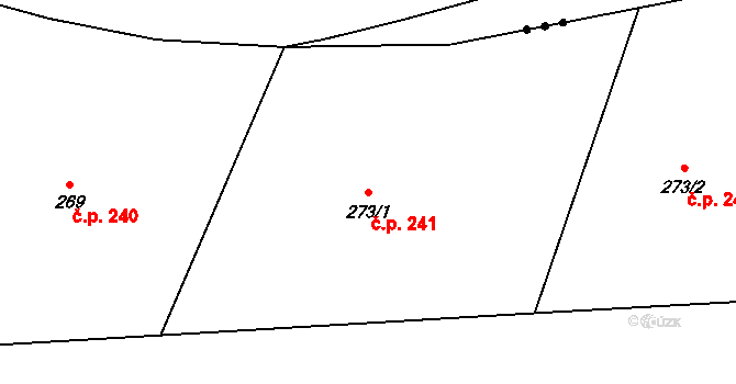 Tetín 241 na parcele st. 273/1 v KÚ Tetín u Berouna, Katastrální mapa