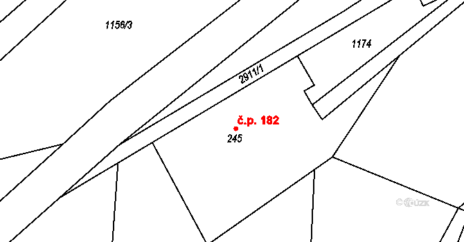 Poniklá 182 na parcele st. 245 v KÚ Poniklá, Katastrální mapa