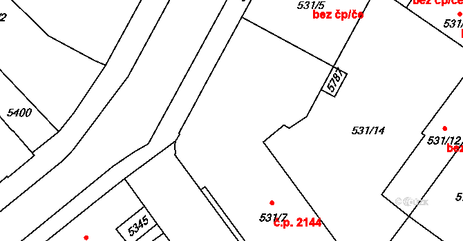 Břeclav 2144 na parcele st. 531/7 v KÚ Břeclav, Katastrální mapa