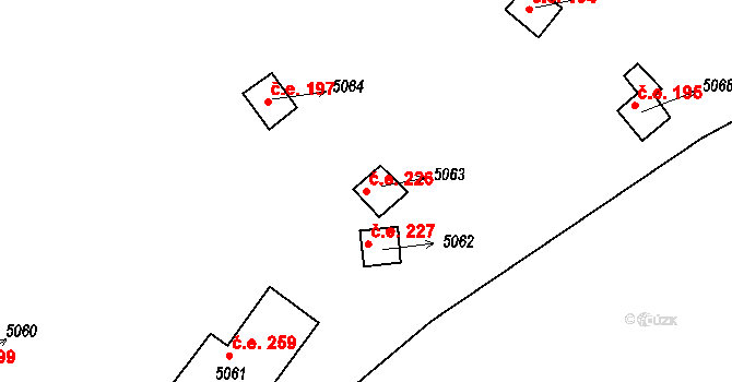 Bystrc 226, Brno na parcele st. 5063 v KÚ Bystrc, Katastrální mapa
