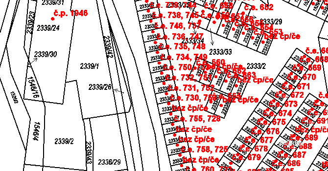 Pelhřimov 732,751 na parcele st. 2333/14 v KÚ Pelhřimov, Katastrální mapa