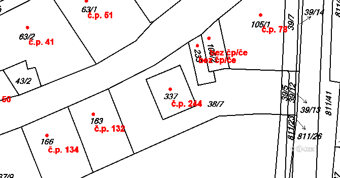 Luby 244, Klatovy na parcele st. 337 v KÚ Luby, Katastrální mapa