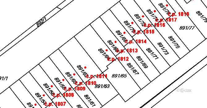 Krč 1812, Praha na parcele st. 891/64 v KÚ Krč, Katastrální mapa