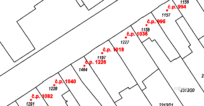 Dvůr Králové nad Labem 1018 na parcele st. 1197 v KÚ Dvůr Králové nad Labem, Katastrální mapa