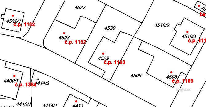 Česká Lípa 1193 na parcele st. 4529 v KÚ Česká Lípa, Katastrální mapa