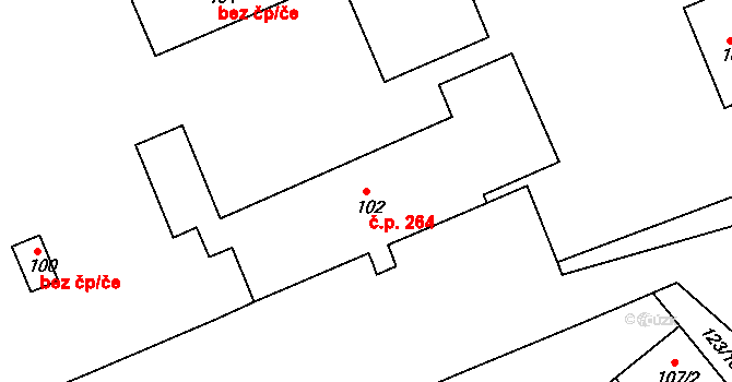 Říkov 264 na parcele st. 102 v KÚ Říkov, Katastrální mapa