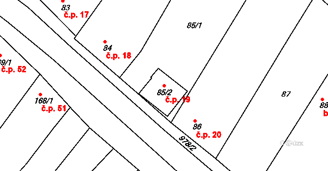 Popice 19, Znojmo na parcele st. 85/2 v KÚ Popice u Znojma, Katastrální mapa