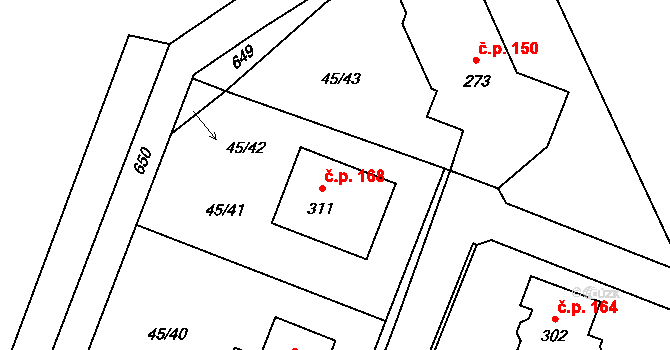 Krnsko 168 na parcele st. 311 v KÚ Krnsko, Katastrální mapa