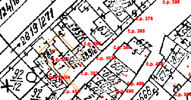 Lanžhot 1030 na parcele st. 585/2 v KÚ Lanžhot, Katastrální mapa