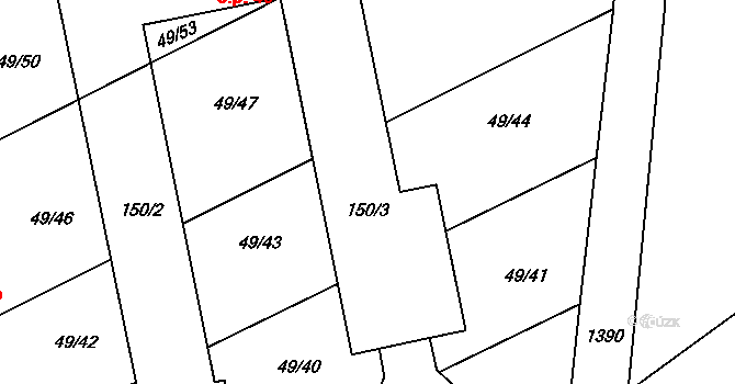 Nesperská Lhota 45, Vlašim na parcele st. 150/2 v KÚ Nesperská Lhota, Katastrální mapa