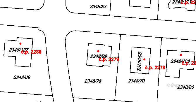 Pelhřimov 2279 na parcele st. 2348/99 v KÚ Pelhřimov, Katastrální mapa