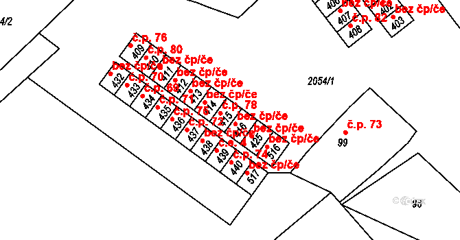 Verneřice 78 na parcele st. 415 v KÚ Verneřice, Katastrální mapa
