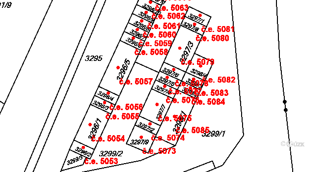 Kadaň 5076 na parcele st. 3297/4 v KÚ Kadaň, Katastrální mapa