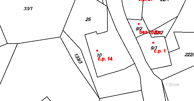 Teletín 14, Krňany na parcele st. 10 v KÚ Teletín, Katastrální mapa