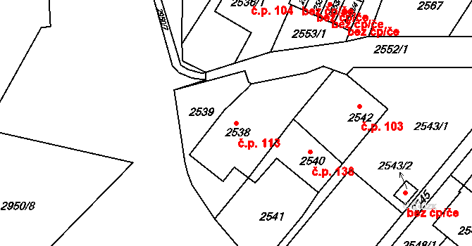 Poruba 113, Ostrava na parcele st. 2538 v KÚ Poruba, Katastrální mapa