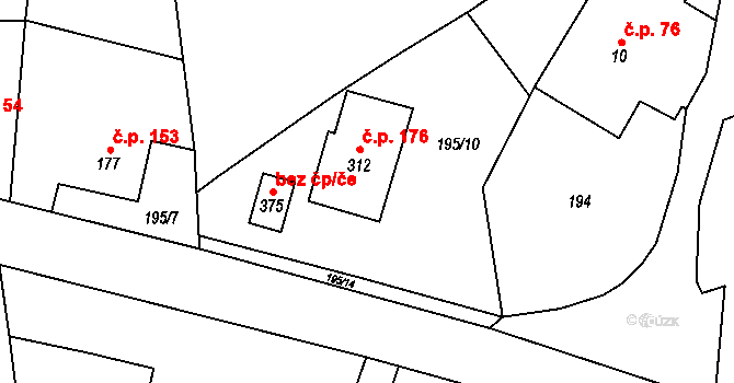 Fryšava pod Žákovou horou 176 na parcele st. 312 v KÚ Fryšava pod Žákovou horou, Katastrální mapa