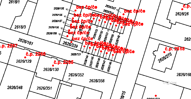 Opava 38091402 na parcele st. 2626/145 v KÚ Opava-Předměstí, Katastrální mapa