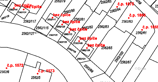 Teplice 39150402 na parcele st. 2562/109 v KÚ Teplice-Trnovany, Katastrální mapa