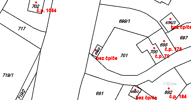 Jablunkov 40173402 na parcele st. 699/2 v KÚ Jablunkov, Katastrální mapa