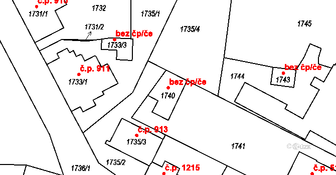 Praha 40503402 na parcele st. 1740 v KÚ Zbraslav, Katastrální mapa