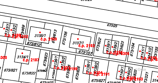 Zlín 2192 na parcele st. 3137/1 v KÚ Zlín, Katastrální mapa