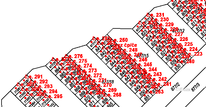 Brno 45543402 na parcele st. 842 v KÚ Lesná, Katastrální mapa