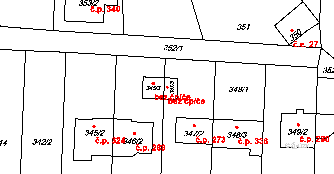 Přerov 46428402 na parcele st. 347/3 v KÚ Újezdec u Přerova, Katastrální mapa