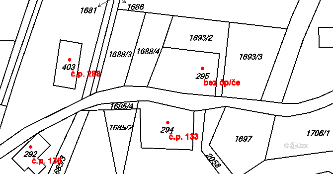 Bílý Potok 46625402 na parcele st. 295 v KÚ Bílý Potok pod Smrkem, Katastrální mapa