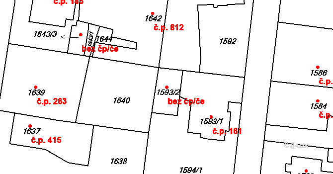 Praha 47690402 na parcele st. 1593/2 v KÚ Kbely, Katastrální mapa