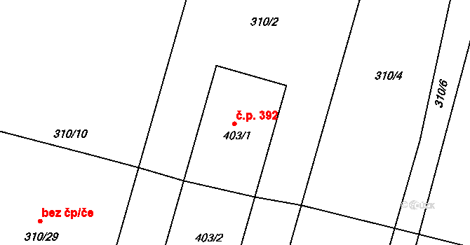 Předměřice nad Labem 48332402 na parcele st. 403/1 v KÚ Předměřice nad Labem, Katastrální mapa