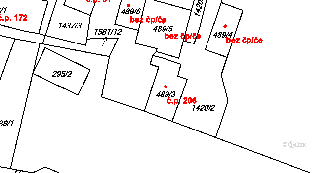 Děčín 48569402 na parcele st. 489/3 v KÚ Horní Oldřichov, Katastrální mapa