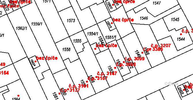 Chomutov 52063402 na parcele st. 1554/2 v KÚ Chomutov II, Katastrální mapa