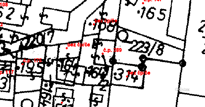 Bernartice 289 na parcele st. 164/2 v KÚ Bernartice u Milevska, Katastrální mapa