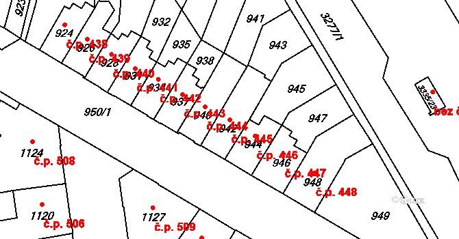 Český Těšín 445 na parcele st. 942 v KÚ Český Těšín, Katastrální mapa