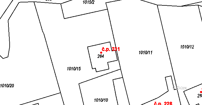 Velká Ves 231, Broumov na parcele st. 264 v KÚ Velká Ves u Broumova, Katastrální mapa