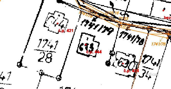 Přerov nad Labem 444 na parcele st. 673 v KÚ Přerov nad Labem, Katastrální mapa