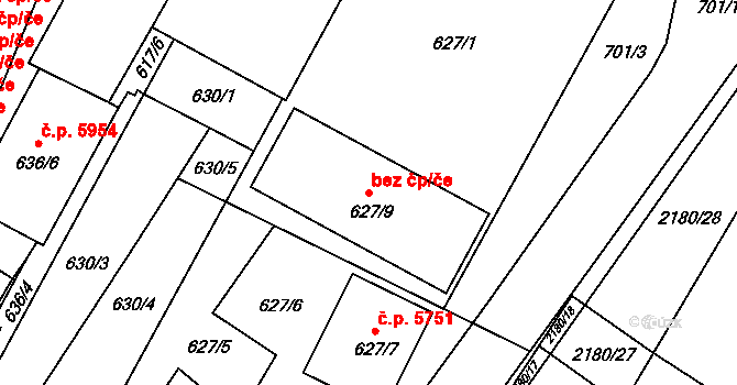 Chomutov 90290402 na parcele st. 627/9 v KÚ Chomutov I, Katastrální mapa