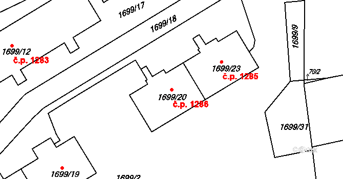 Vejprty 1286 na parcele st. 1699/20 v KÚ Vejprty, Katastrální mapa