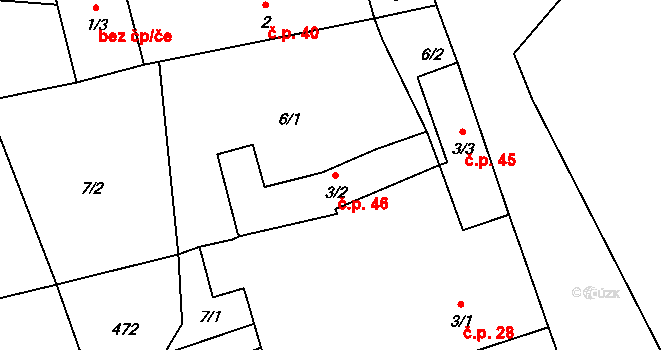 Olešenka 46 na parcele st. 3/2 v KÚ Olešenka, Katastrální mapa