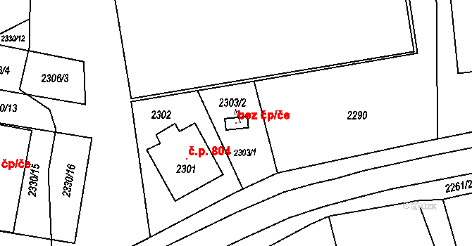 Krnov 106330403 na parcele st. 2303/2 v KÚ Opavské Předměstí, Katastrální mapa