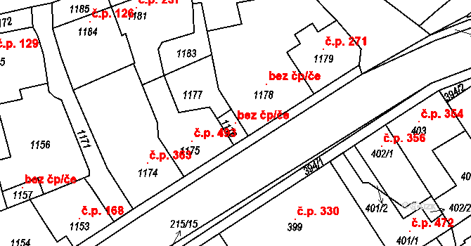 Buštěhrad 113724403 na parcele st. 1176 v KÚ Buštěhrad, Katastrální mapa