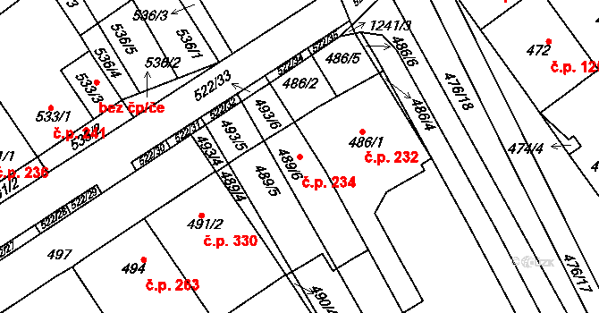 Zarazice 234, Veselí nad Moravou na parcele st. 489/6 v KÚ Zarazice, Katastrální mapa